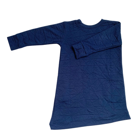 Asymmetric Dress - Quilted Deep Blue